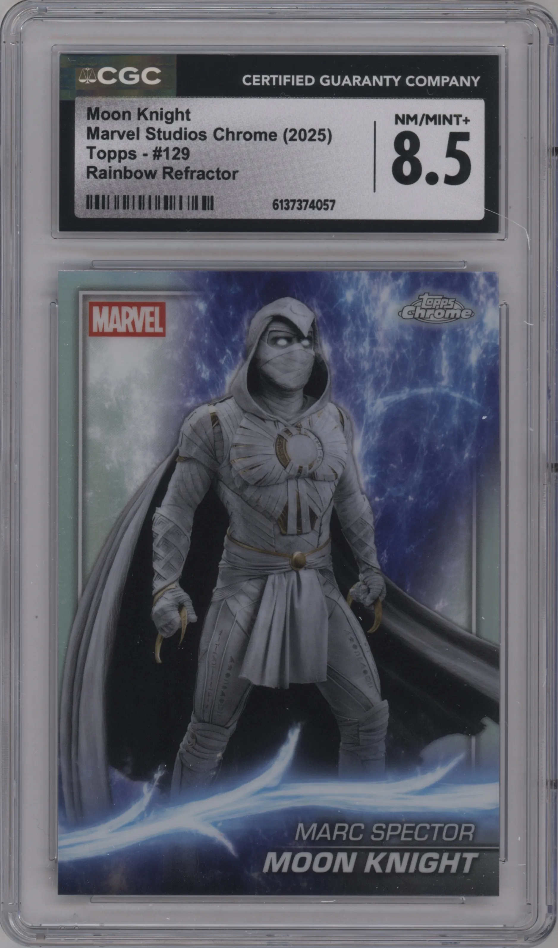 2025 Topps Chrome Marvel Studios Moon Knight Rainbow Refractor #129 CGC 8.5