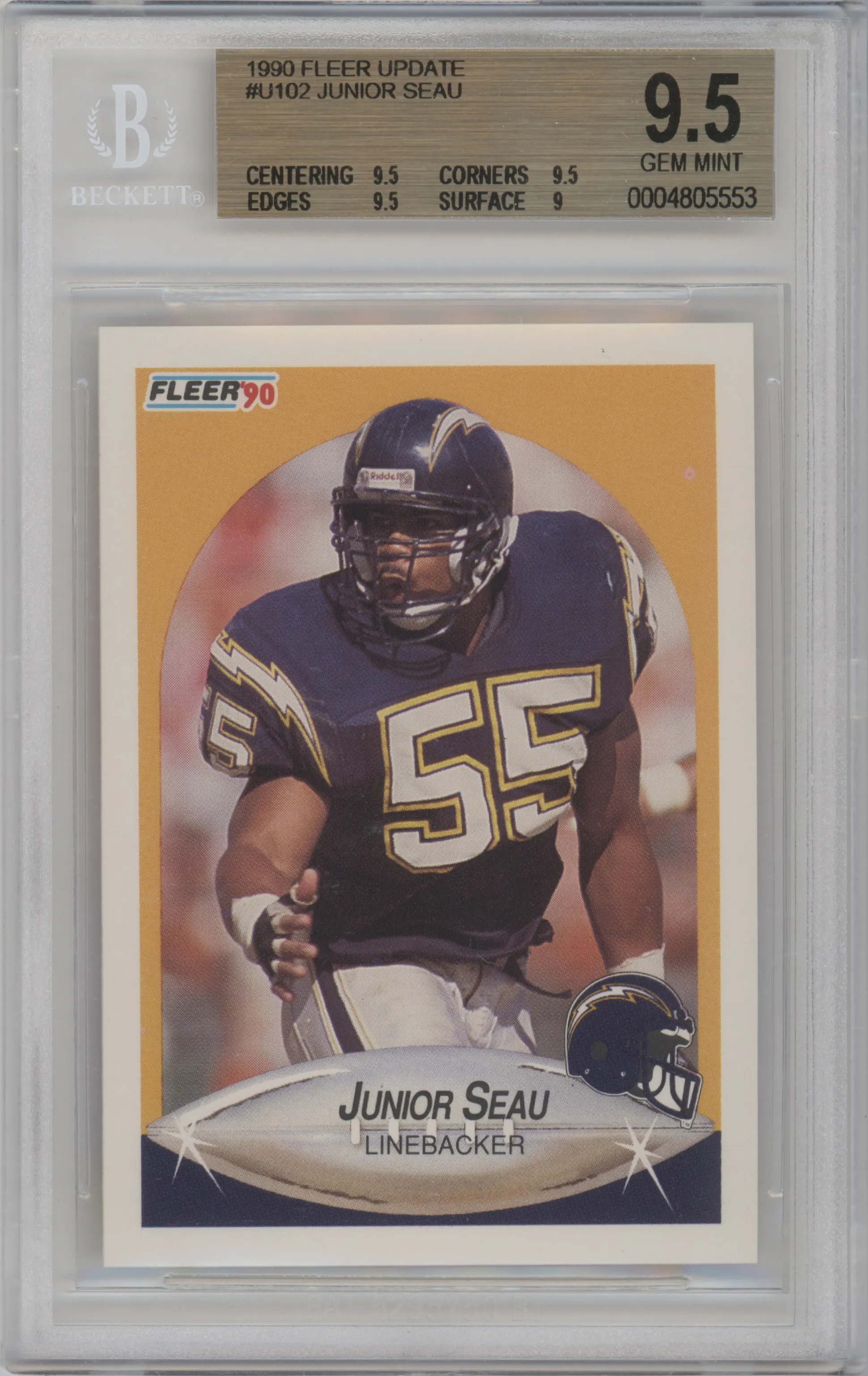 1990 Fleer Update Junior Seau BGS 9.5