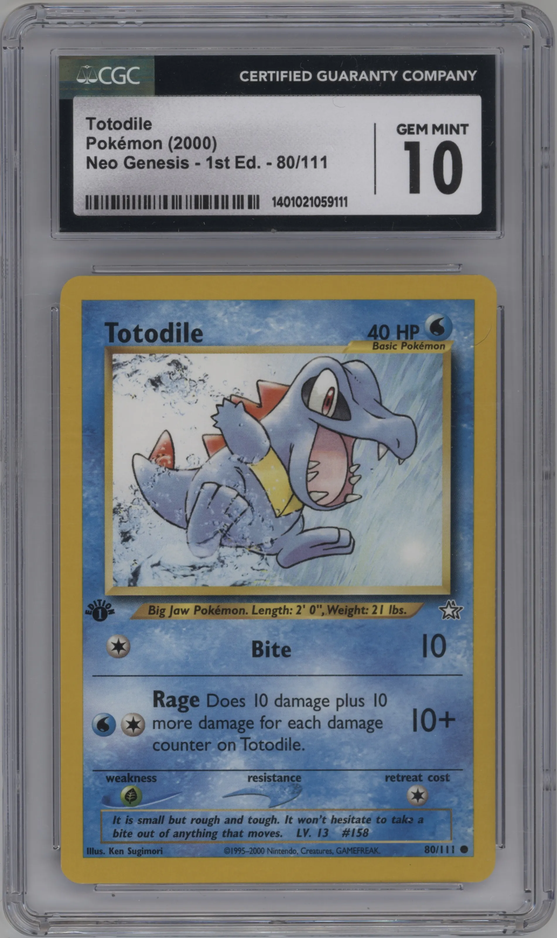 2000 Pokemon Neo Genesis Totodile CGC 10