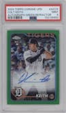 Colt Keith from the 2024 Topps Chrome Update set featuring a Green Refractor parallel graded by PSA and given an overall grade of 9.