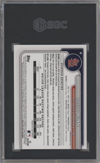 Masyn Winn from the 2024 Bowman Chrome set featuring a Blue Refractor parallel graded by SGC and given an overall grade of 9.5.
