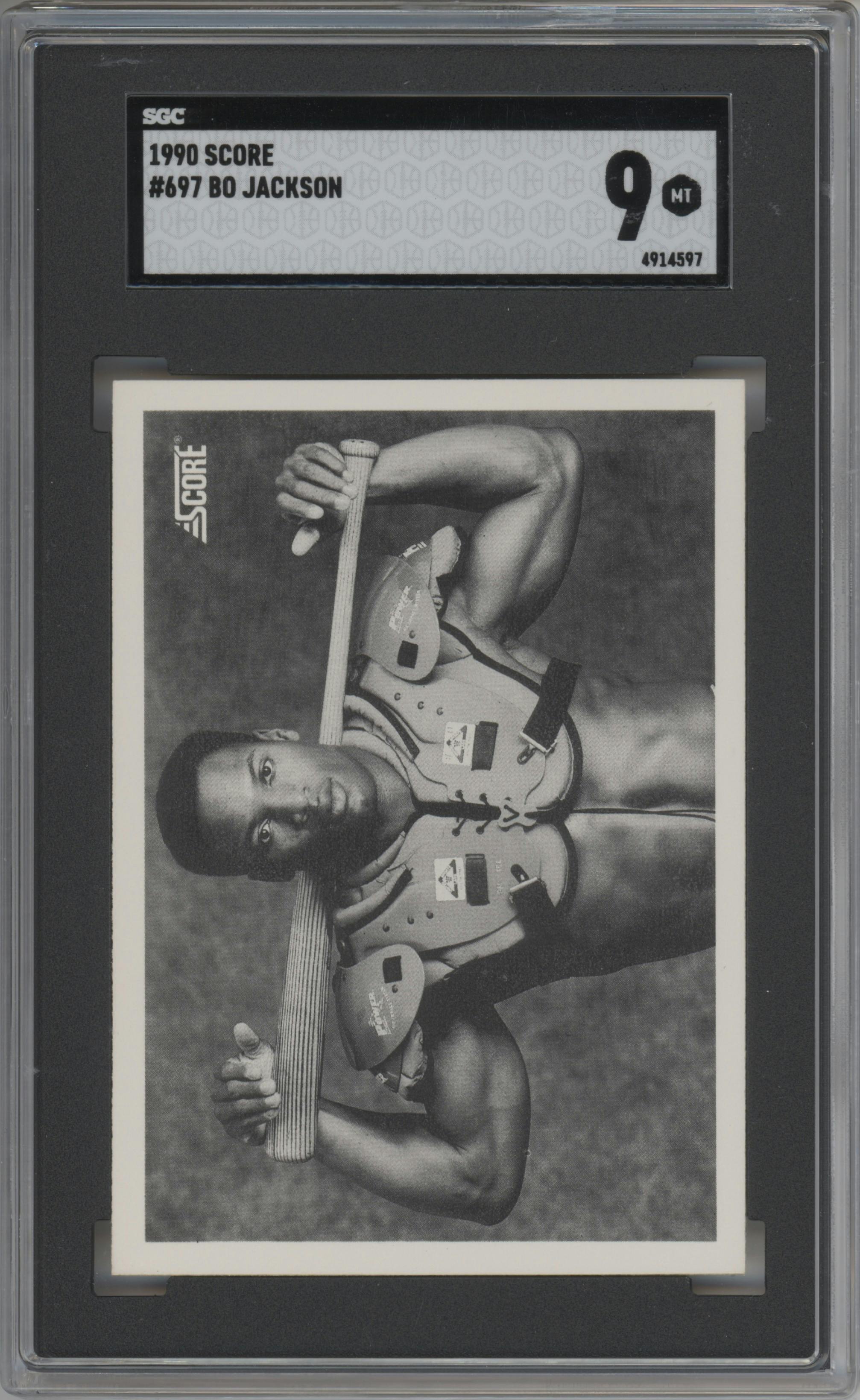 Bo Jackson  from the 1990 Score set graded by SGC and given an overall grade of 9.