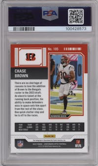 Chase Brown from the 2023 Panini Contenders Optic set graded by PSA and given an overall grade of 10.