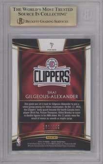 Shai Gilgeous-Alexander from the 2018-19 Panini Select  set featuring a White Prizm parallel graded by Beckett and given an overall grade of 9.5.