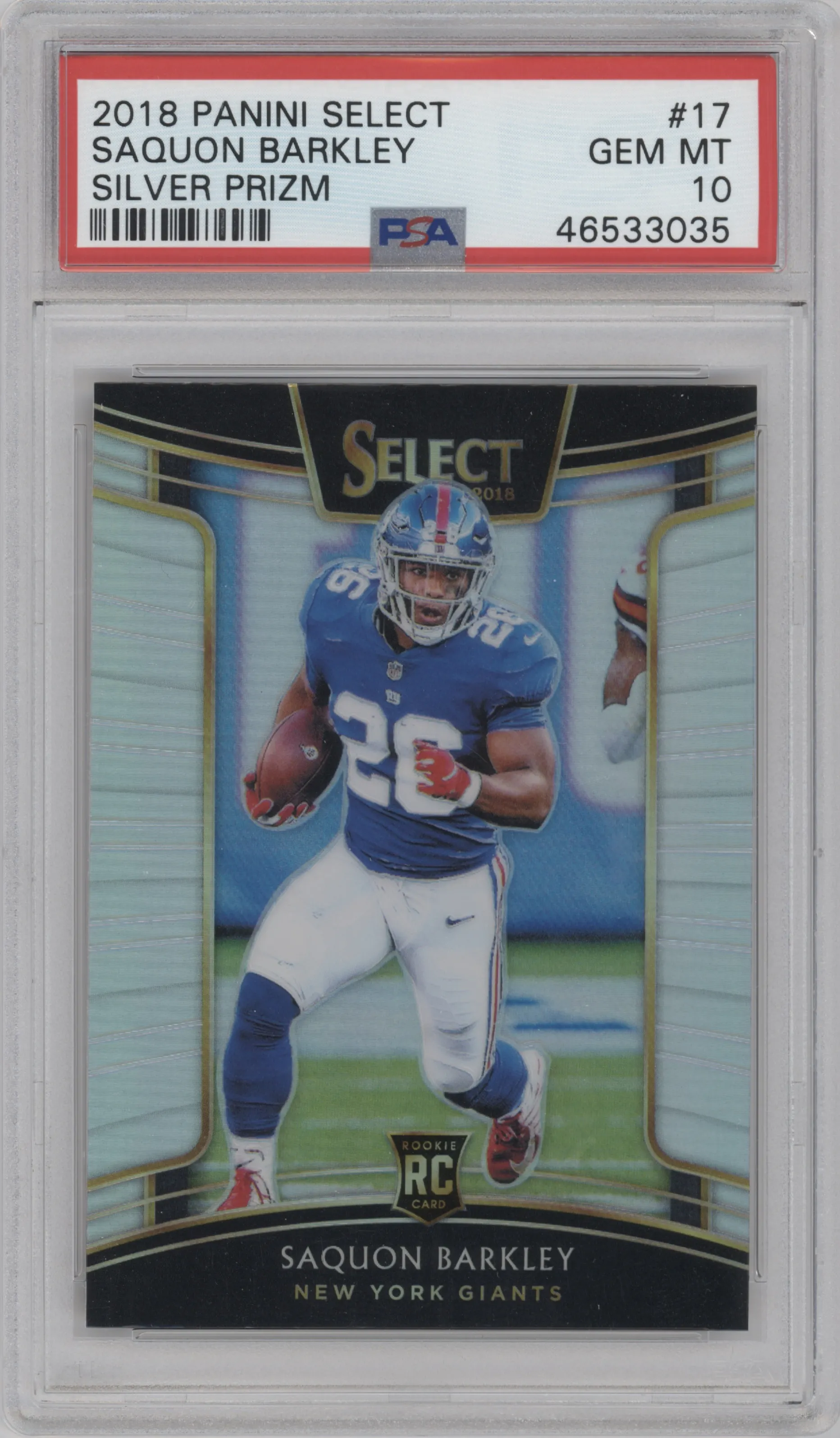 2018 Panini Select Saquon Barkley Silver Prizm #17 PSA 10