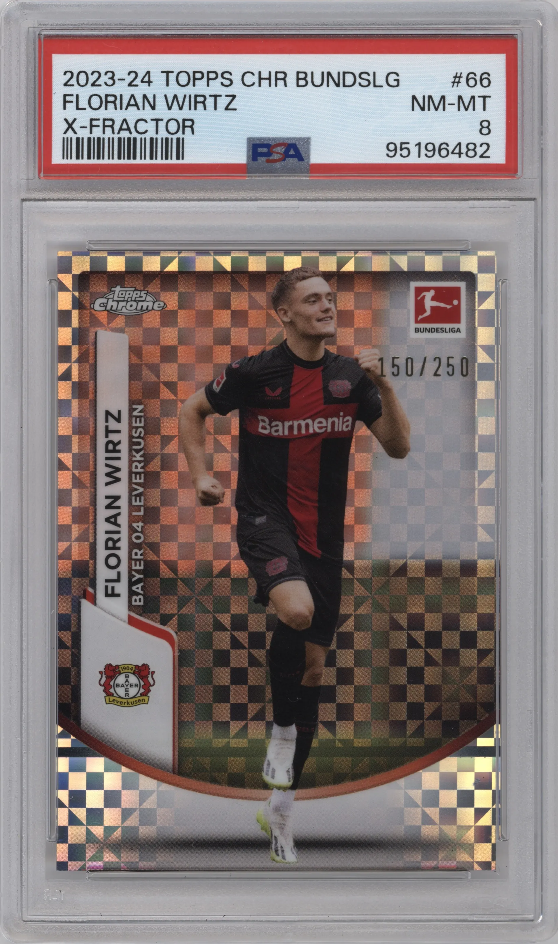 2023 Topps Chrome Bundesliga Florian Wirtz X-Fractor #66 PSA 8