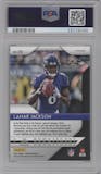 Lamar Jackson from the 2018 Panini Prizm set featuring a Silver Prizm parallel graded by PSA and given an overall grade of 9.