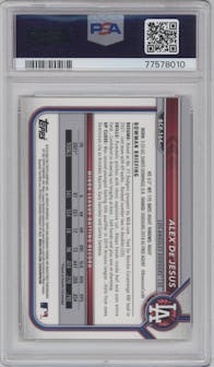 Alex De Jesus from the 2022 Bowman Chrome Sapphire Edition set featuring a Orange parallel graded by PSA and given an overall grade of 10.