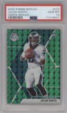 Jalen Hurts from the 2020 Panini Mosaic set featuring a Green Mosaic parallel graded by PSA and given an overall grade of 10.