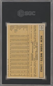 New York Mets Team from the 1963 Topps set graded by SGC and given an overall grade of 7.