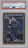 Shohei Ohtani from the 2024 Topps Chrome Update set featuring a Gold Refractor parallel graded by PSA and given an overall grade of 10.