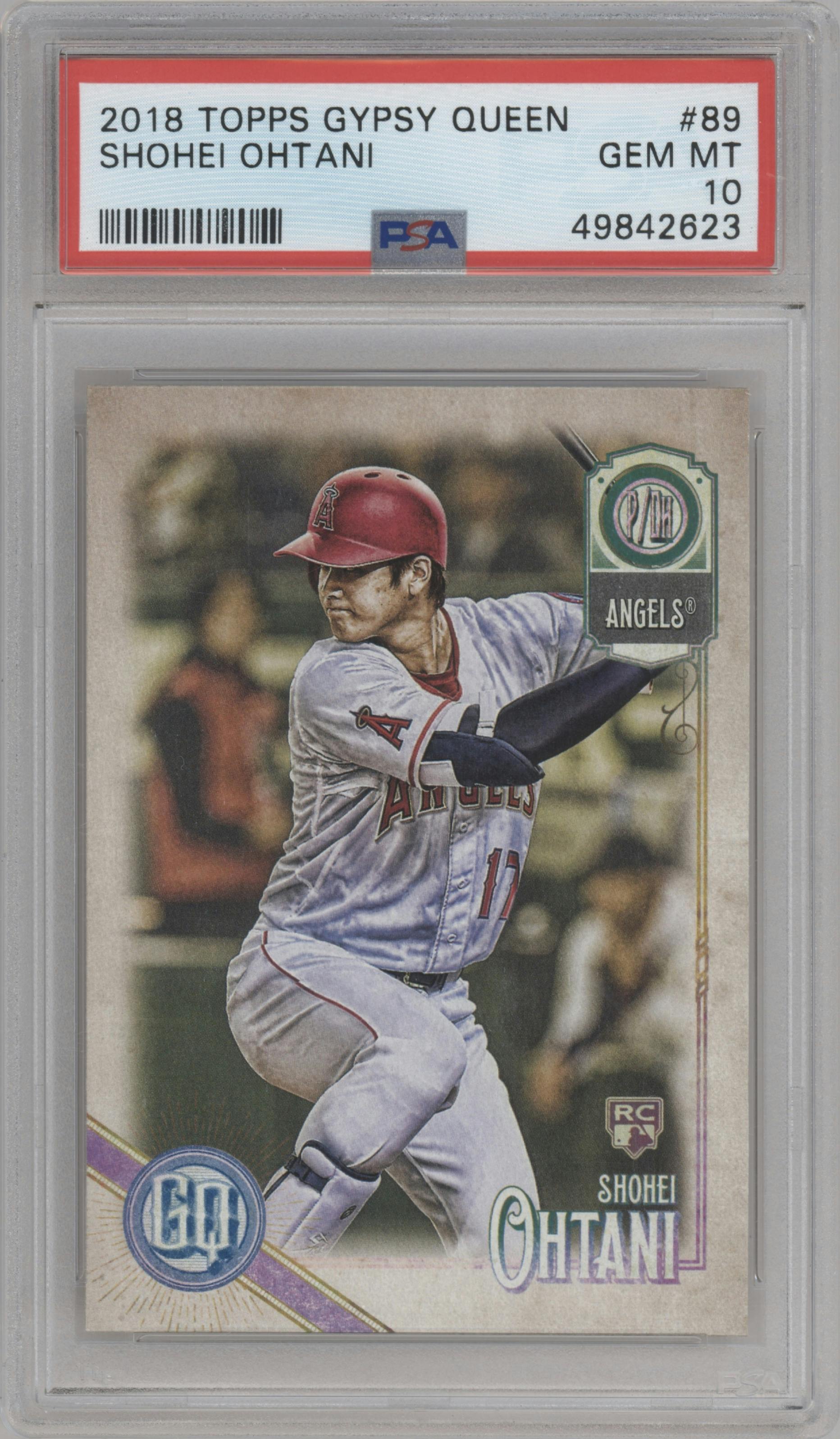 Shohei Ohtani from the 2018 Topps Gypsy Queen set graded by PSA and given an overall grade of 10.