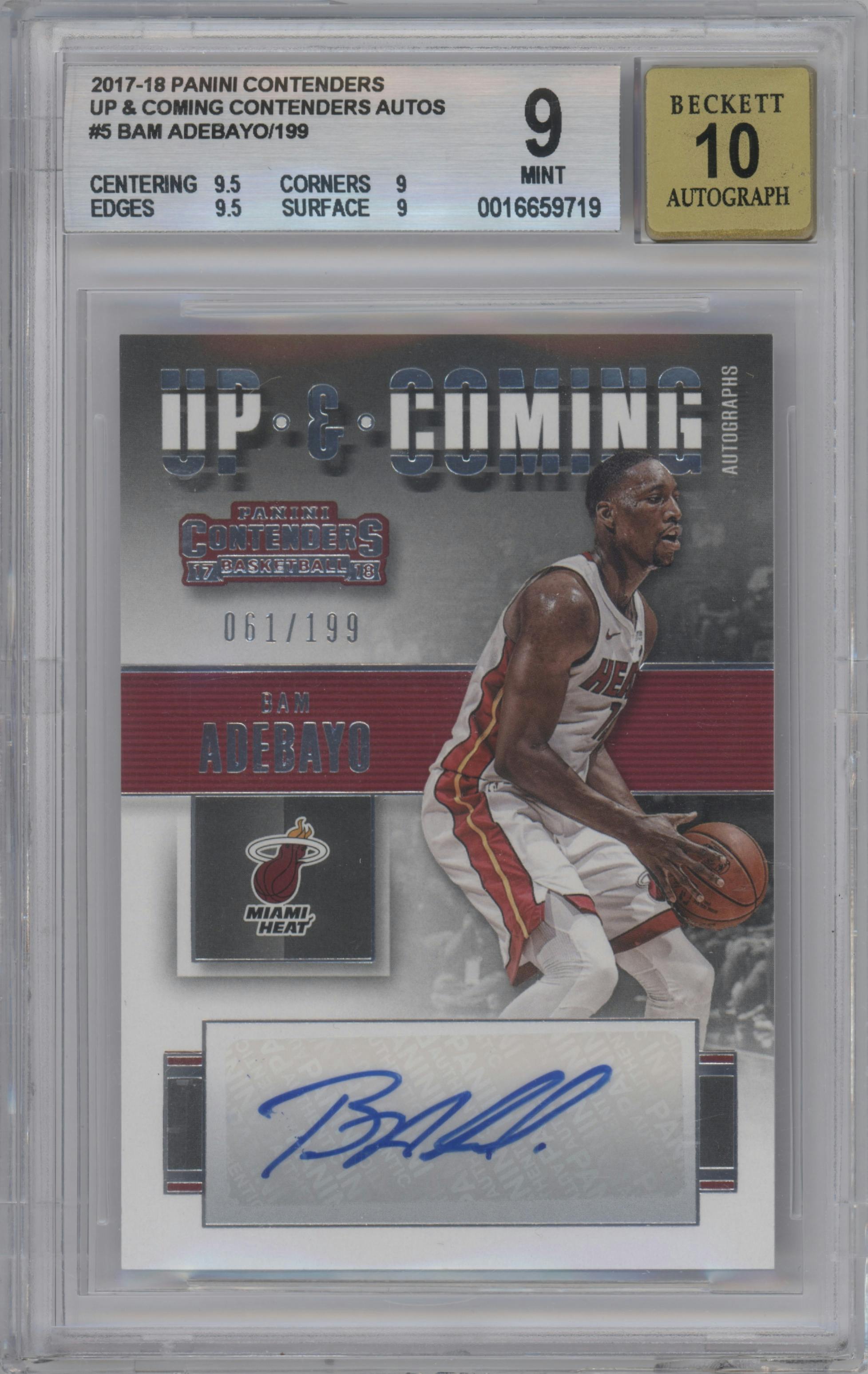 Bam Adebayo from the 2017-18 Panini Contenders set graded by Beckett and given an overall grade of 9.