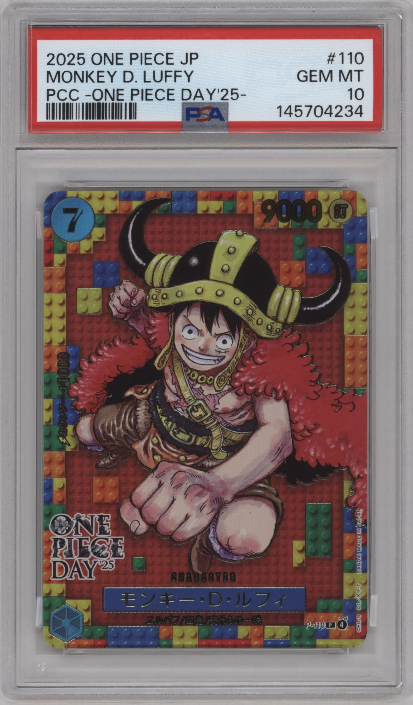 2025 One Piece JPN PCC One Piece Day 25 Monkey D. Luffy P #P-110 P PSA 10