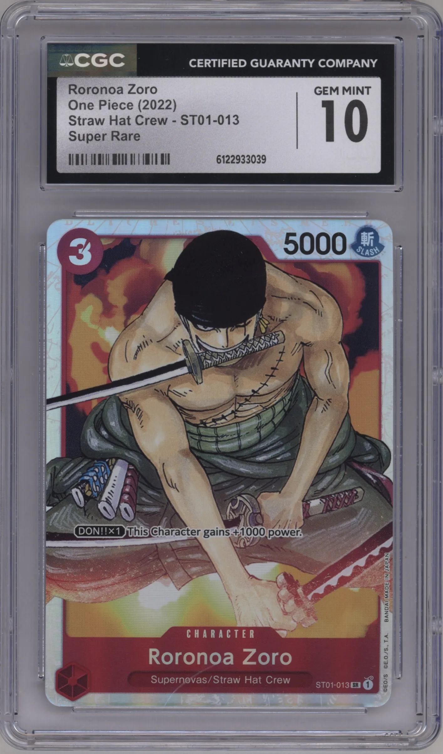 2022 One Piece Straw Hat Crew Roronoa Zoro CGC 10