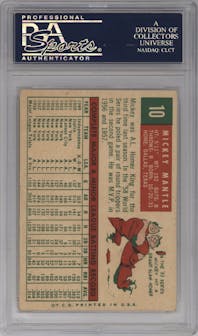 Mickey Mantle from the 1959 Topps set graded by PSA and given an overall grade of 5.