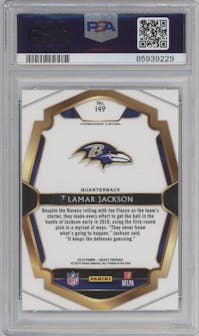 Lamar Jackson from the 2018 Panini Select set graded by PSA and given an overall grade of 10.