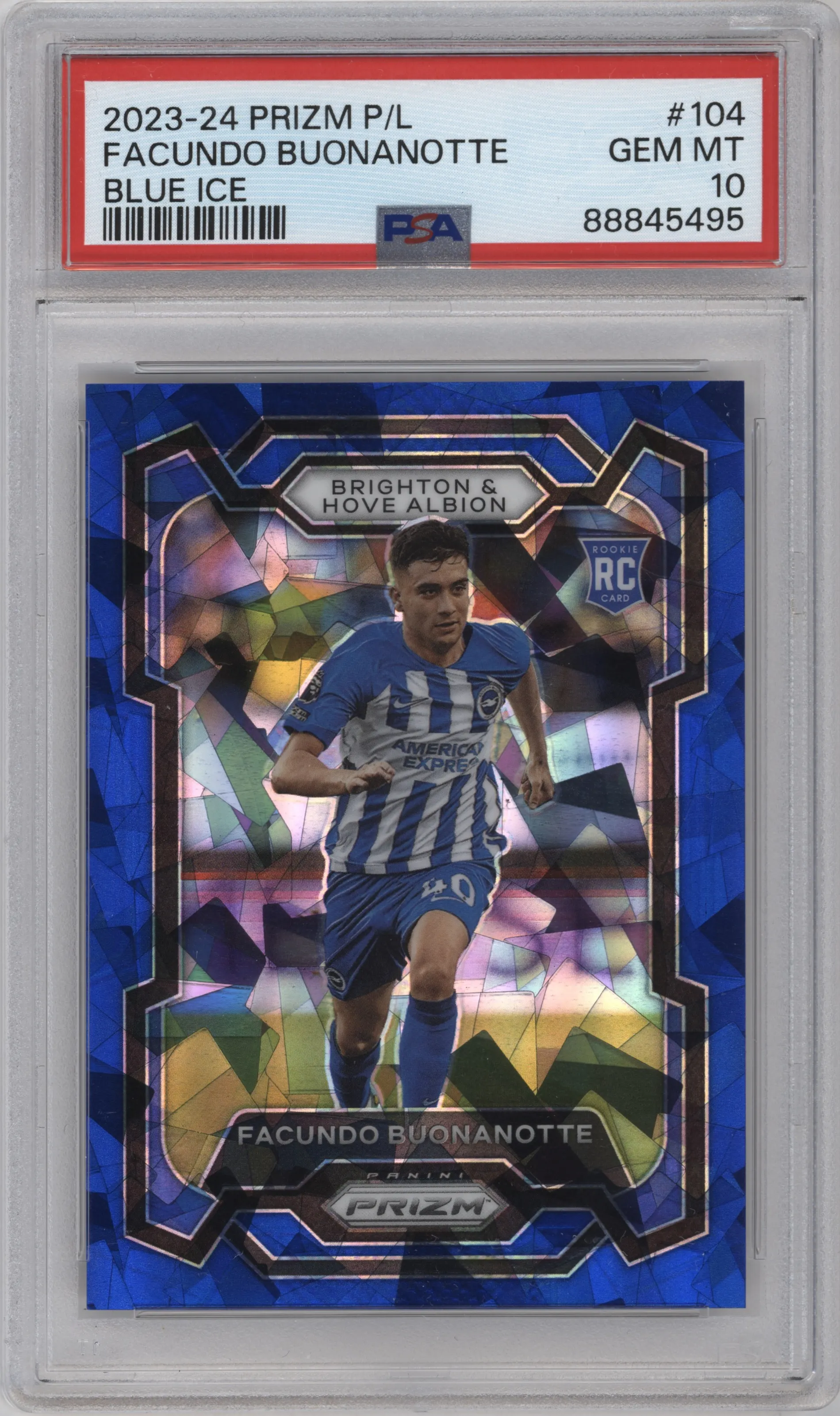 2023 Panini Prizm Premier League Facundo Buonanotte Blue Ice #104 PSA 10