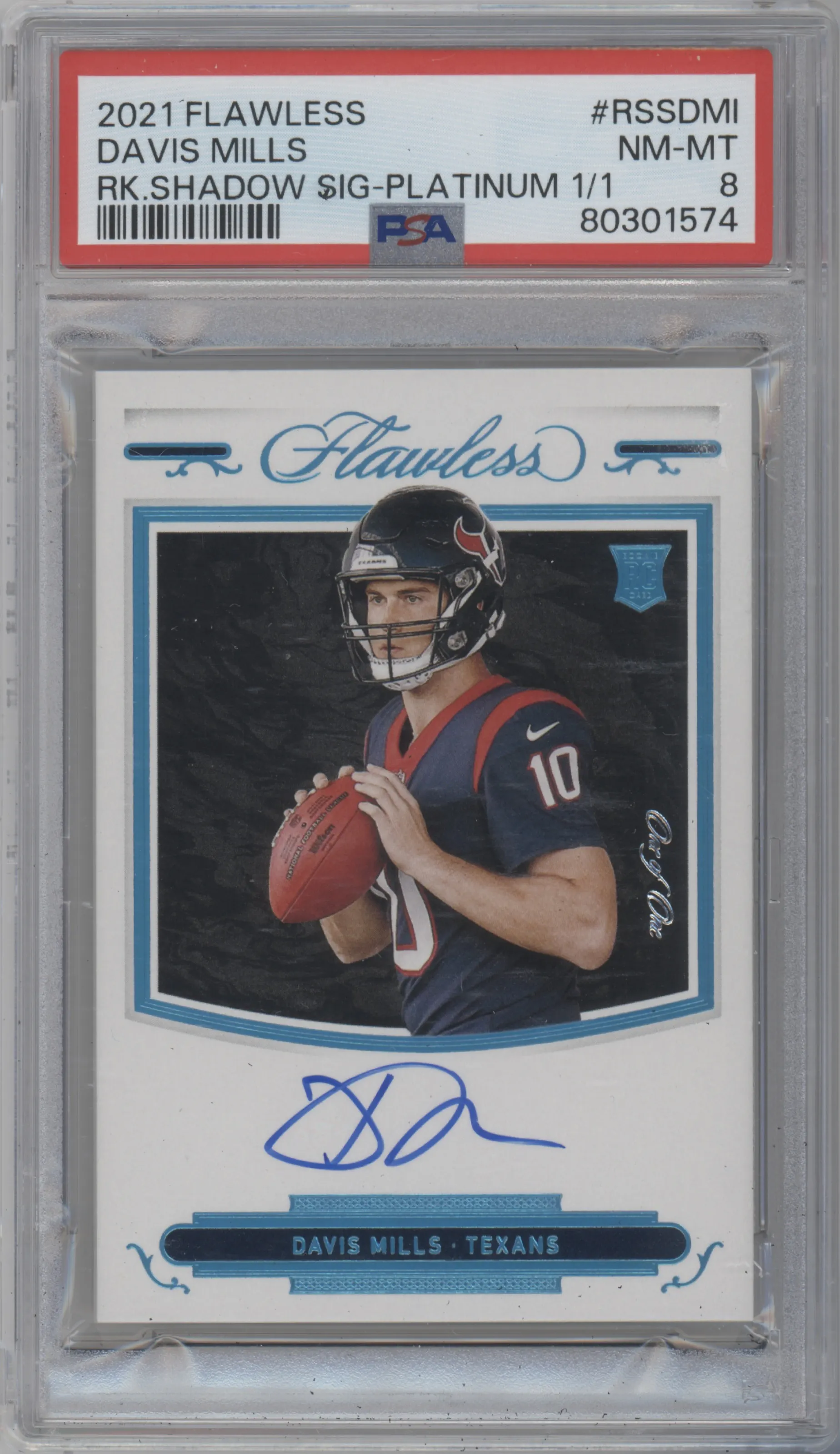 2021 Panini Flawless Rke.Shadow Sig. Davis Mills Platinum #RSS-DMI PSA 8