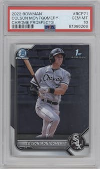 Colson Montgomery from the 2022 Bowman set graded by PSA and given an overall grade of 10.