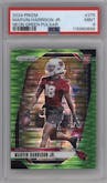 Marvin Harrison Jr. from the 2024 Panini Prizm set featuring a Neon Green Pulsar  parallel graded by PSA and given an overall grade of 9.