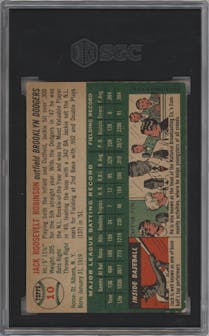 Jackie Robinson from the 1954 Topps set graded by SGC and given an overall grade of 4.5.