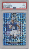 Malik Nabers from the 2024 Panini Mosaic set featuring a Reactive Blue parallel graded by PSA and given an overall grade of 9.