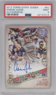 Aaron Judge from the 2018 Topps Gypsy Queen set graded by PSA and given an overall grade of 9.