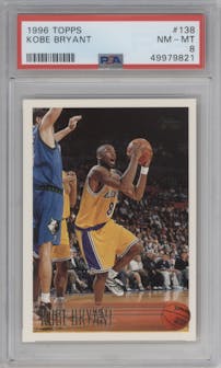 Kobe Bryant  from the 1996-97 Topps set graded by PSA and given an overall grade of 8.