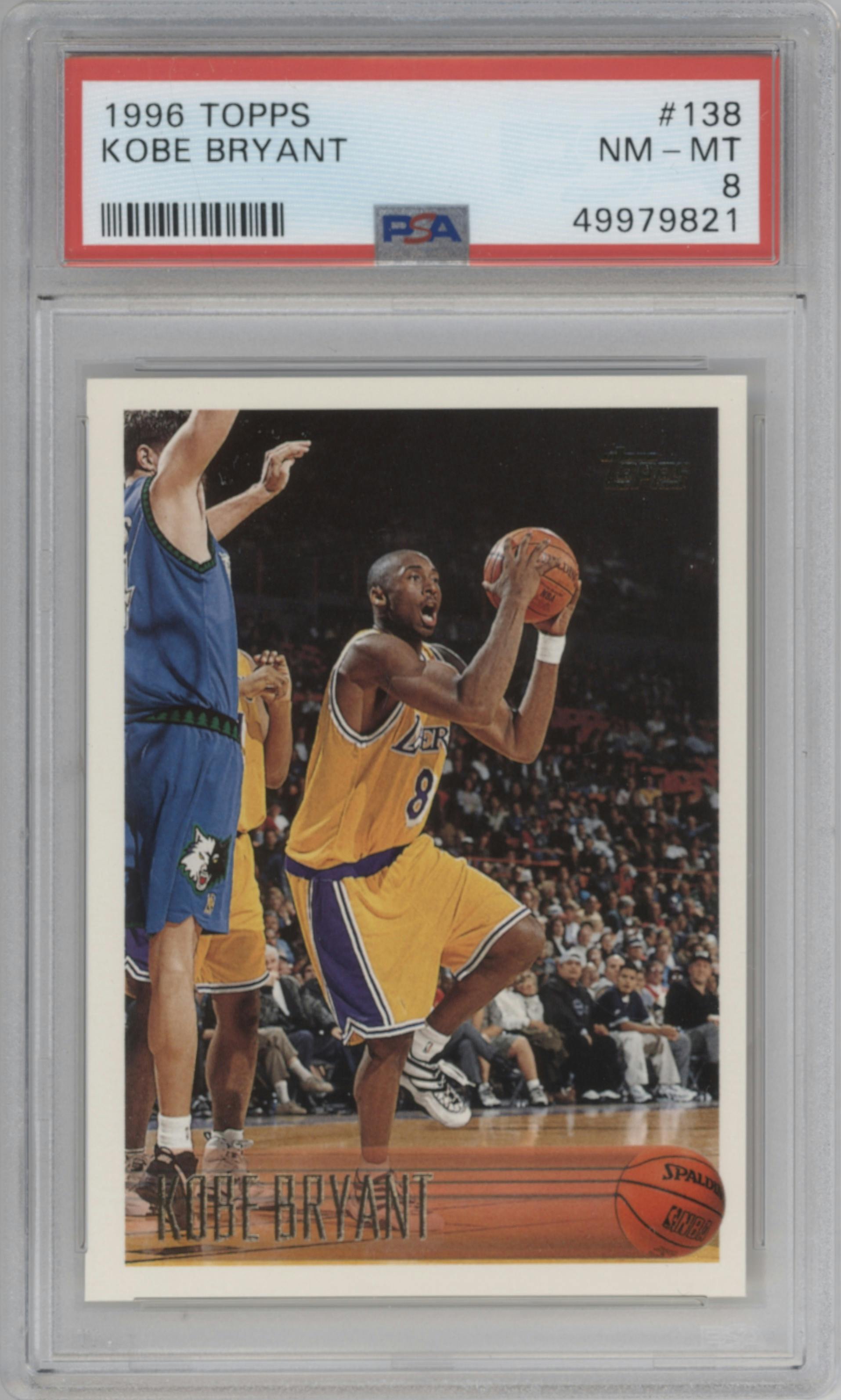 Kobe Bryant  from the 1996-97 Topps set graded by PSA and given an overall grade of 8.