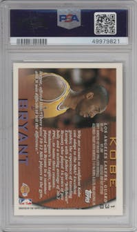Kobe Bryant  from the 1996-97 Topps set graded by PSA and given an overall grade of 8.