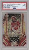 Elly De La Cruz from the 2024 Topps Cosmic Chrome set featuring a Superfractor parallel graded by PSA and given an overall grade of 9.