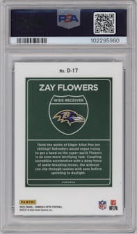 Zay Flowers from the 2023 Donruss Optic set graded by PSA and given an overall grade of 10.