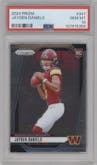 Jayden Daniels from the 2024 Panini Prizm set graded by PSA and given an overall grade of 10.