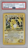 Lt. Surge's Raichu from the 2000 Pokemon GH set graded by PSA and given an overall grade of 10.