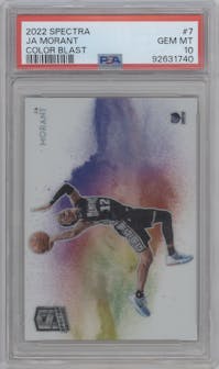 Ja Morant from the 2022-23 Panini Spectra set graded by PSA and given an overall grade of 10.