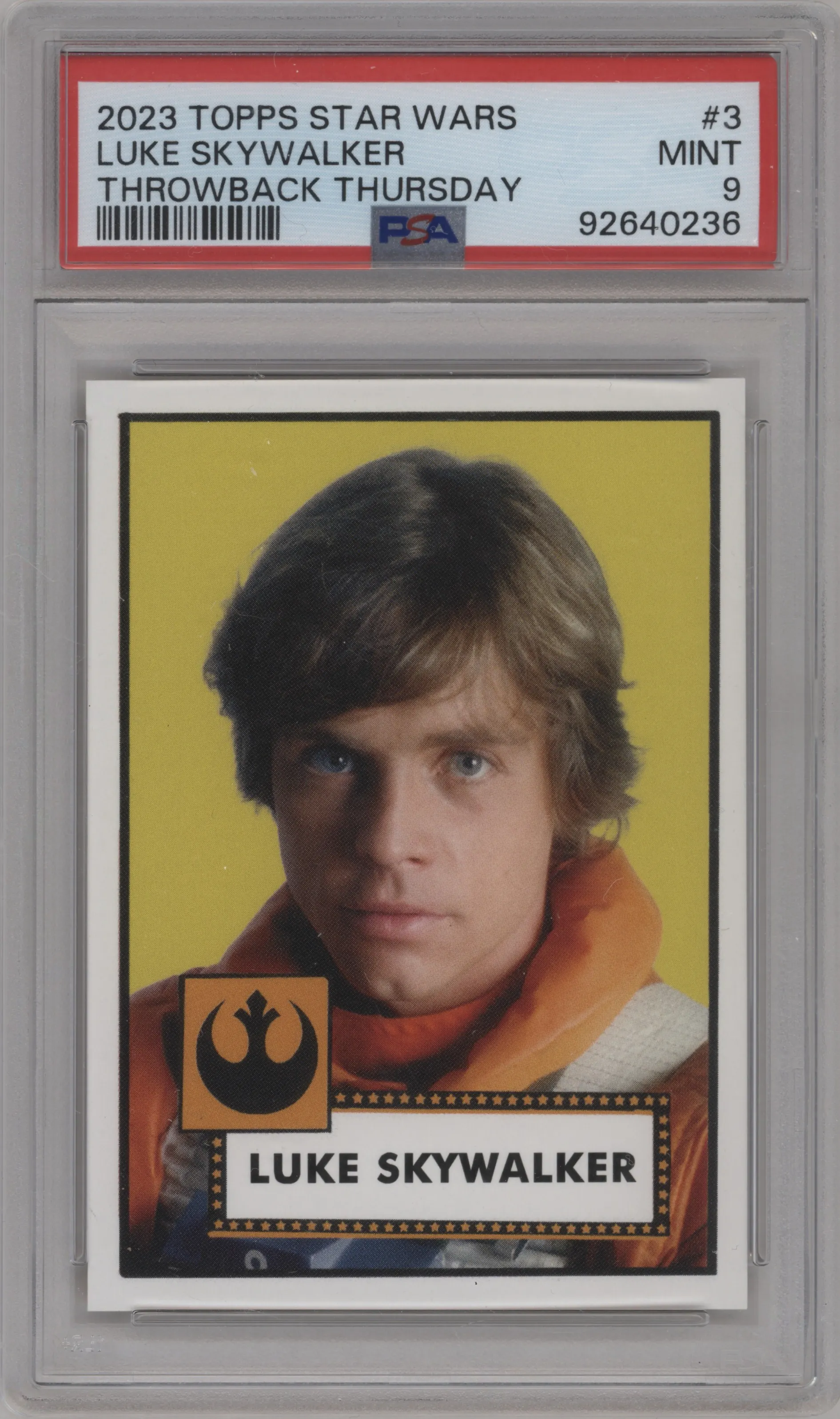 2023 Topps Star Wars TBT Set 12 Luke Skywalker #3 PSA 9