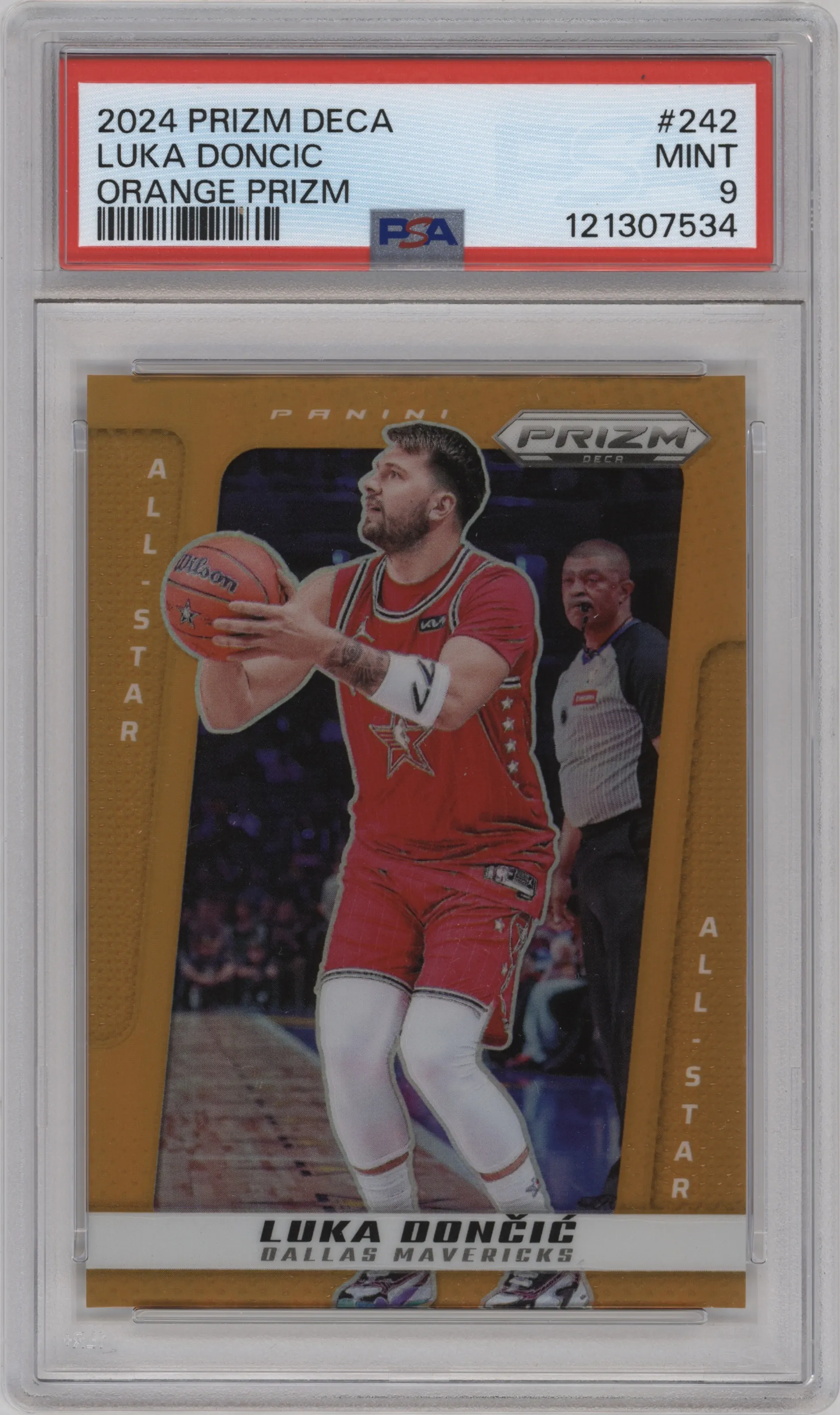 2024 Panini Prizm Deca Luka Doncic Orange Prizm #242 PSA 9
