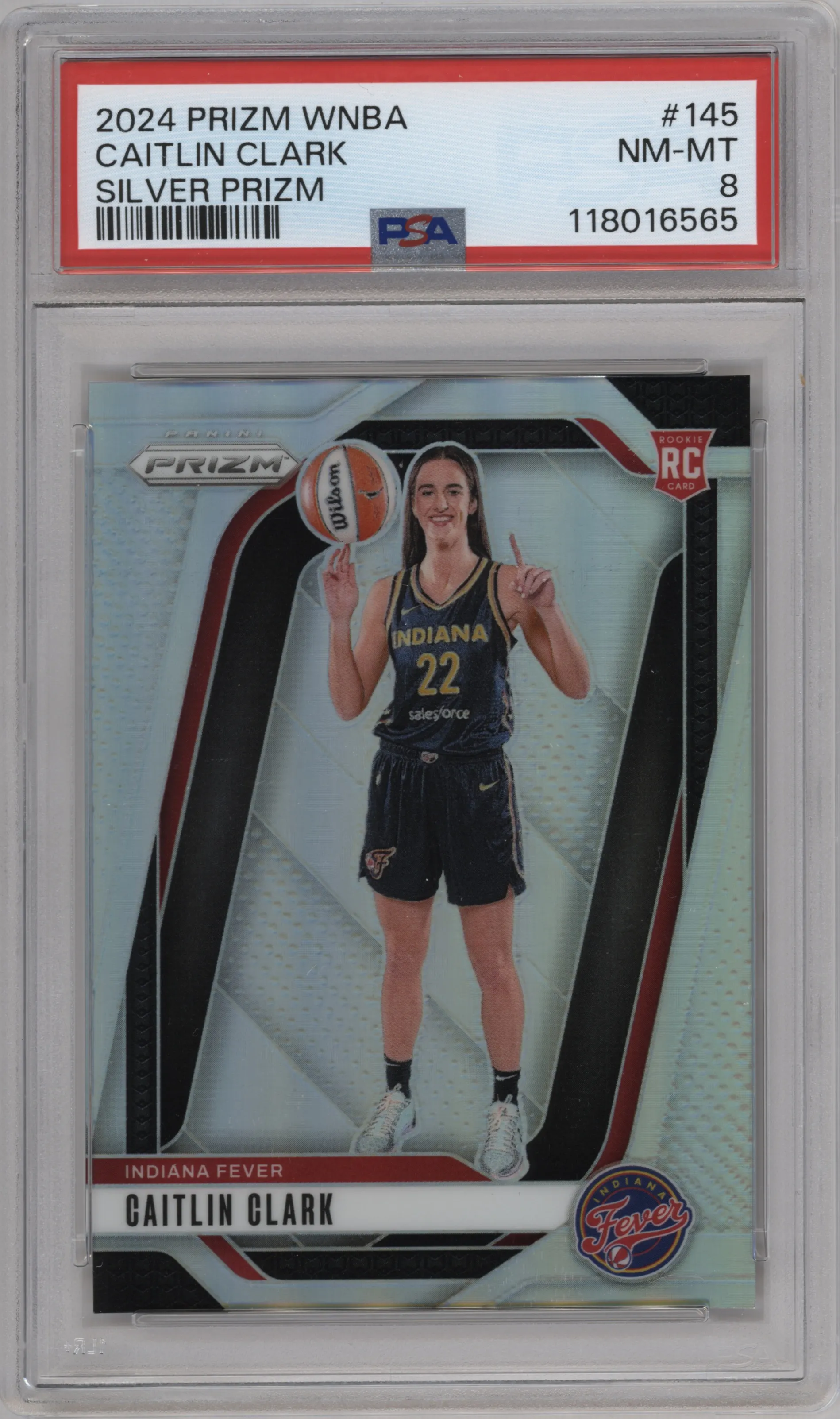 2024 Panini Prizm WNBA Caitlin Clark Silver Prizm PSA 8
