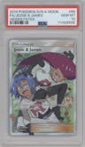 Jessie/James from the 2019 Pokemon S&M  set graded by PSA and given an overall grade of 10.
