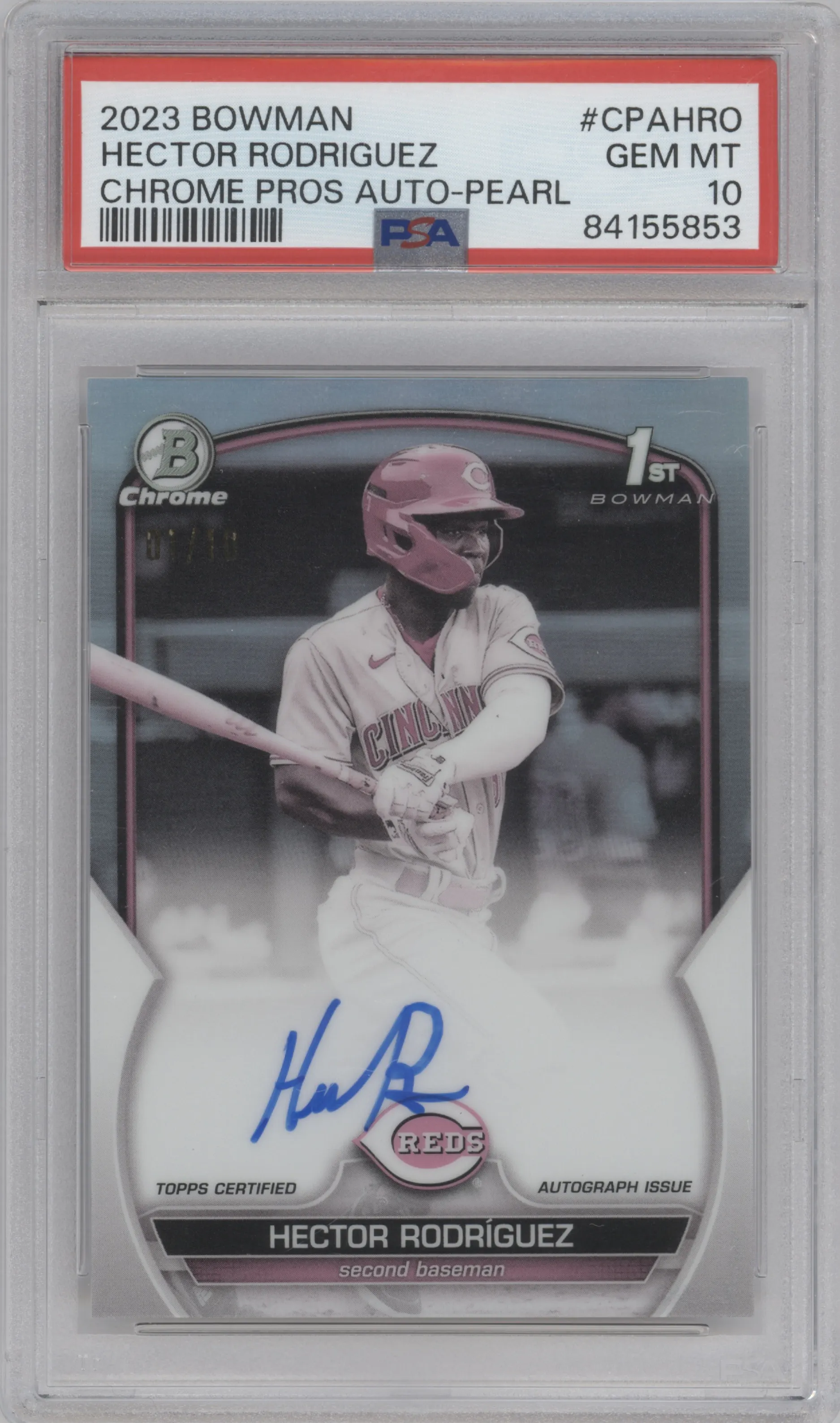 2023 Bowman Chr.Pros.Auto Hector Rodriguez Pearl Refractor #CPA-HRO PSA 10