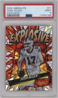 Josh Allen from the 2022 Panini Absolute set graded by PSA and given an overall grade of 9.