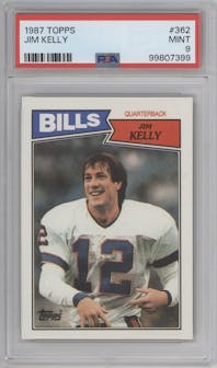 Jim Kelly from the 1987 Topps set graded by PSA and given an overall grade of 9.