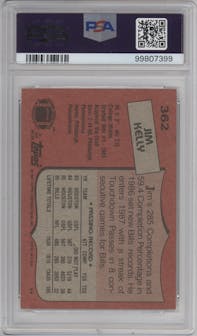 Jim Kelly from the 1987 Topps set graded by PSA and given an overall grade of 9.