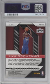 Shai Gilgeous-Alexander from the 2018-19 Panini Prizm set featuring a Silver Prizm parallel graded by PSA and given an overall grade of 8.
