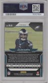 Jalen Hurts from the 2020 Panini Chronicles set featuring a Silver parallel graded by PSA and given an overall grade of 9.