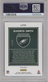 Devonta Smith from the 2021 Panini Donruss Optic set featuring a Black Pandora parallel graded by PSA and given an overall grade of 10.