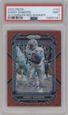 Barry Sanders from the 2022 Panini Prizm set featuring a Red Shimmer parallel graded by PSA and given an overall grade of 9.