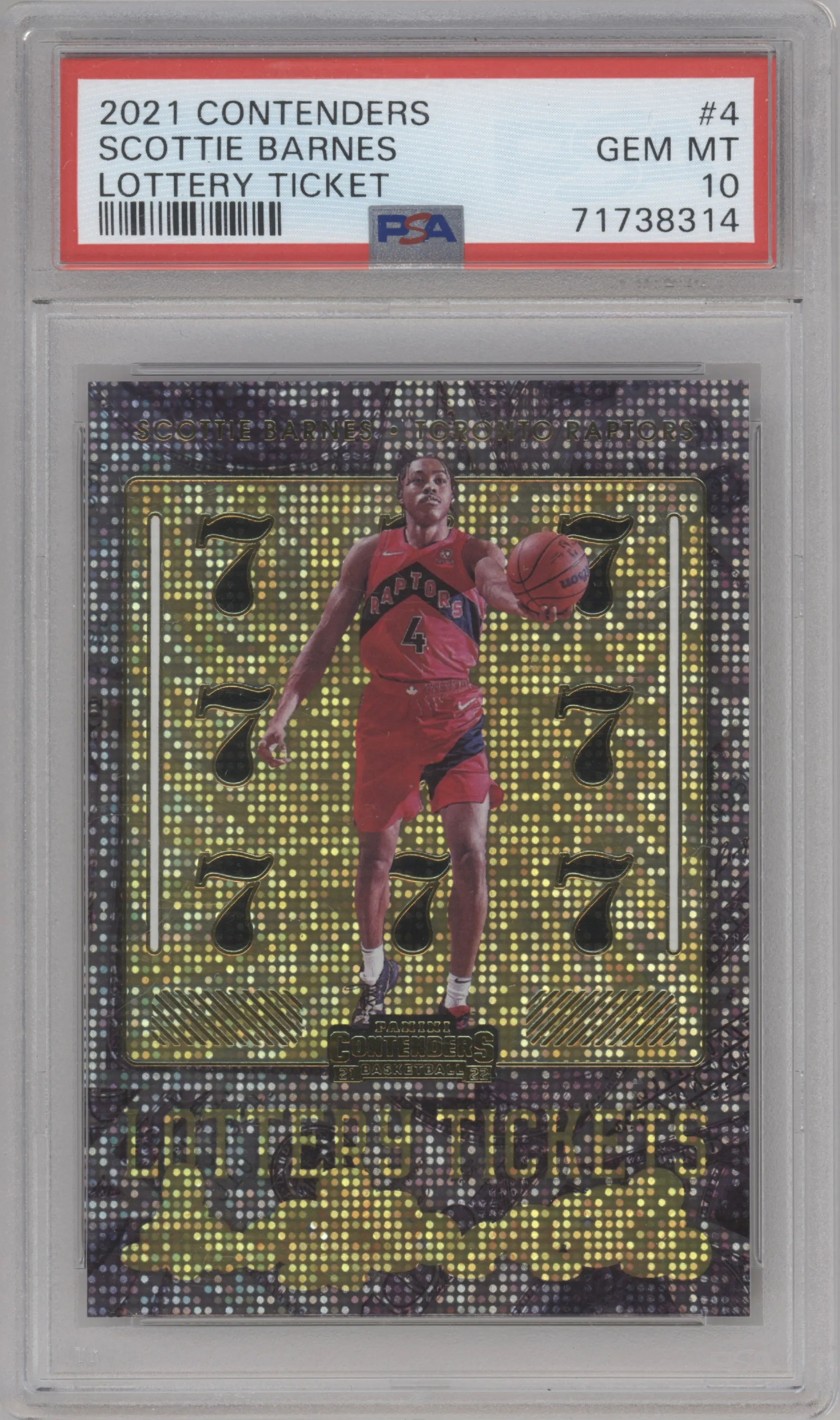 2021 Panini Contenders Lottery Ticket Scottie Barnes #4 PSA 10