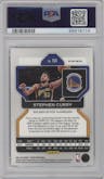 Stephen Curry  from the 2021-22 Panini Prizm  set featuring a Blue NBA 75th Prizm parallel graded by PSA and given an overall grade of 10.